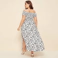 thumbnail image 4 of Vestido HUOGUO para mujer, talla grande, hombros descubiertos, estampado floral, 4 of 5