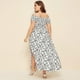 thumbnail image 4 of Vestido HUOGUO para mujer, talla grande, hombros descubiertos, estampado floral, 4 of 5