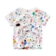 thumbnail image 1 of Gibobby ropa Niños blusas Niñas Acuarela Goteando Tinta Cuello Redondo Manga Corta Niños Entretenimiento Informal De 1 A 7 Años(Blanco, 12-18 Meses), 1 of 5