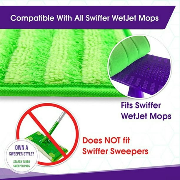 Allume 4Pcs Reusable Mop Pads for Swiffer Wet Jet Refills, Microfiber Floor Mop  Pad, 12-inch Green 