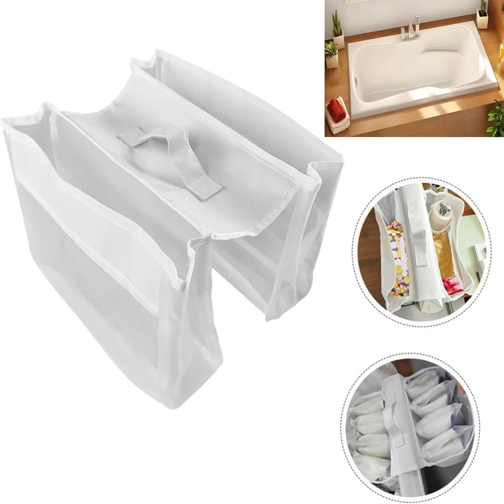 2 pack Bath Toy Organizer with 2 Pockets, Large Capacity Mesh Storage, Perfect for Organizing Toys and Bath Essentials, Fits Tub Edges