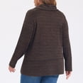 thumbnail image 4 of GRACE & GRANDEUR Women's Plus Size Halloween Outfits Knit Tops Cowl Neck Split Hem Fall Winter Pullover Sweater Blouse 1X Dark Brown, 4 of 7