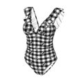 thumbnail image 4 of Yiaed Anchor Black Tartan Plaid Print Women's Ruffled One Piece Swimsuit V Neck Swimwear Slimming Monokini for Woman-X-Large, 4 of 8