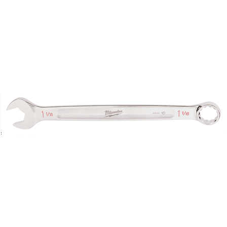 Milwaukee Tool 1-1/16" SAE Combination Wrench, 12-Point, Steel, Chrome, Ergonomic, I-Beam Handle
