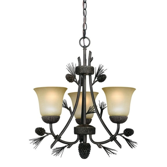 Vaxcel Sierra 3 Light Bronze Rustic Pinecone Mini Chandelier