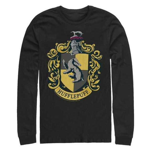 Men's Harry Potter Hufflepuff Gold Crest Long Sleeve Shirt