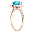 thumbnail image 6 of Blue Topaz 2.25 ctw Ring with Diamonds 14K Rose Gold Flower Leaves Halo, 6 of 7