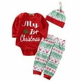 thumbnail image 3 of Newborn Baby Boys Girls My 1st Christmas Cotton Romper Tops Pants Hat Outfits, 3 of 6