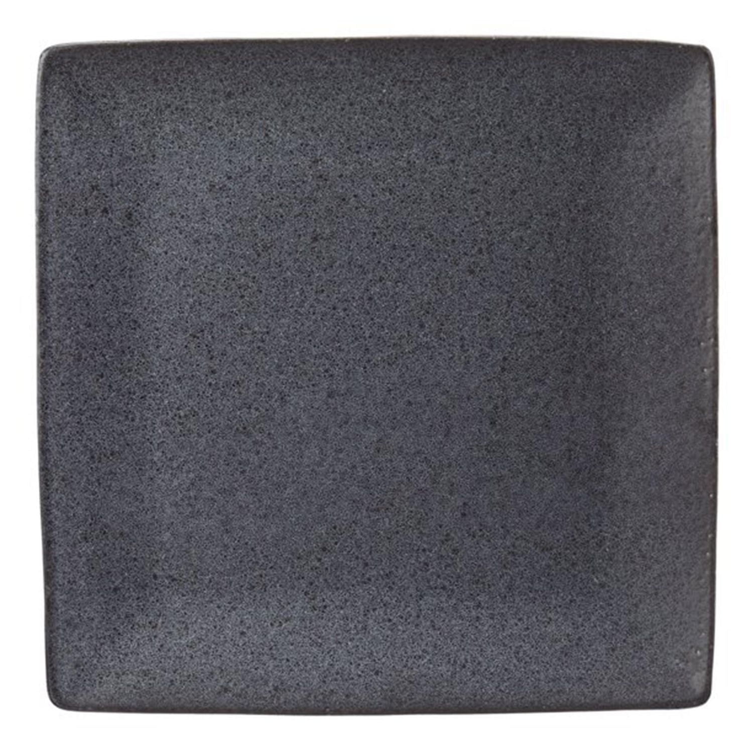 Better Homes & Gardens Anderson Dark Grey Square-Shaped Dinner plate, Dinner plate is 100% ceramic stoneware with a reactive glaze finish. Designed in a trendy shade of dark gray. Dishwasher and microwave safe.