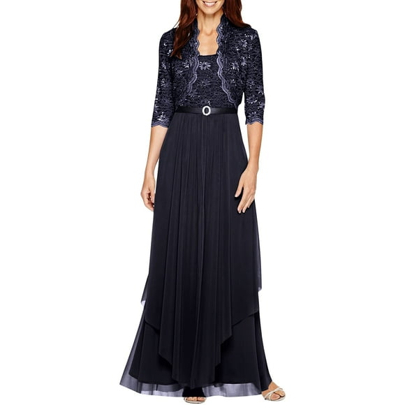 RM Richards Womens Sequin Lace Long Jacket Dress - Mother of The Bride Dress