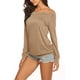 thumbnail image 5 of Camiseta Halife con hombros descubiertos, holgada, para mujer, color café claro, 5 of 6