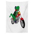 thumbnail image 3 of Ambesonne Dinosaur Bicycle Tablecloth Rectangular Table Cover, Funny Rider T-rex, 52"x70", Green Multicolor, 3 of 4