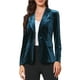 thumbnail image 1 of Blazer de terciopelo INSPIRE CHIC para mujer con solapa de muesca, de manga larga y un botón, blazers elegantes para oficina, L azul, 1 of 6