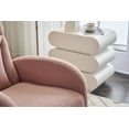 thumbnail image 4 of Glider Rocking Chair with Adjustable Footrest, Comfy Teddy Upholstered Nursery Rocker Chair with Wood Legs Side Pocket, Accent Rocker Arm Chair Baby Bedroom, Living Room, Pink, 4 of 9