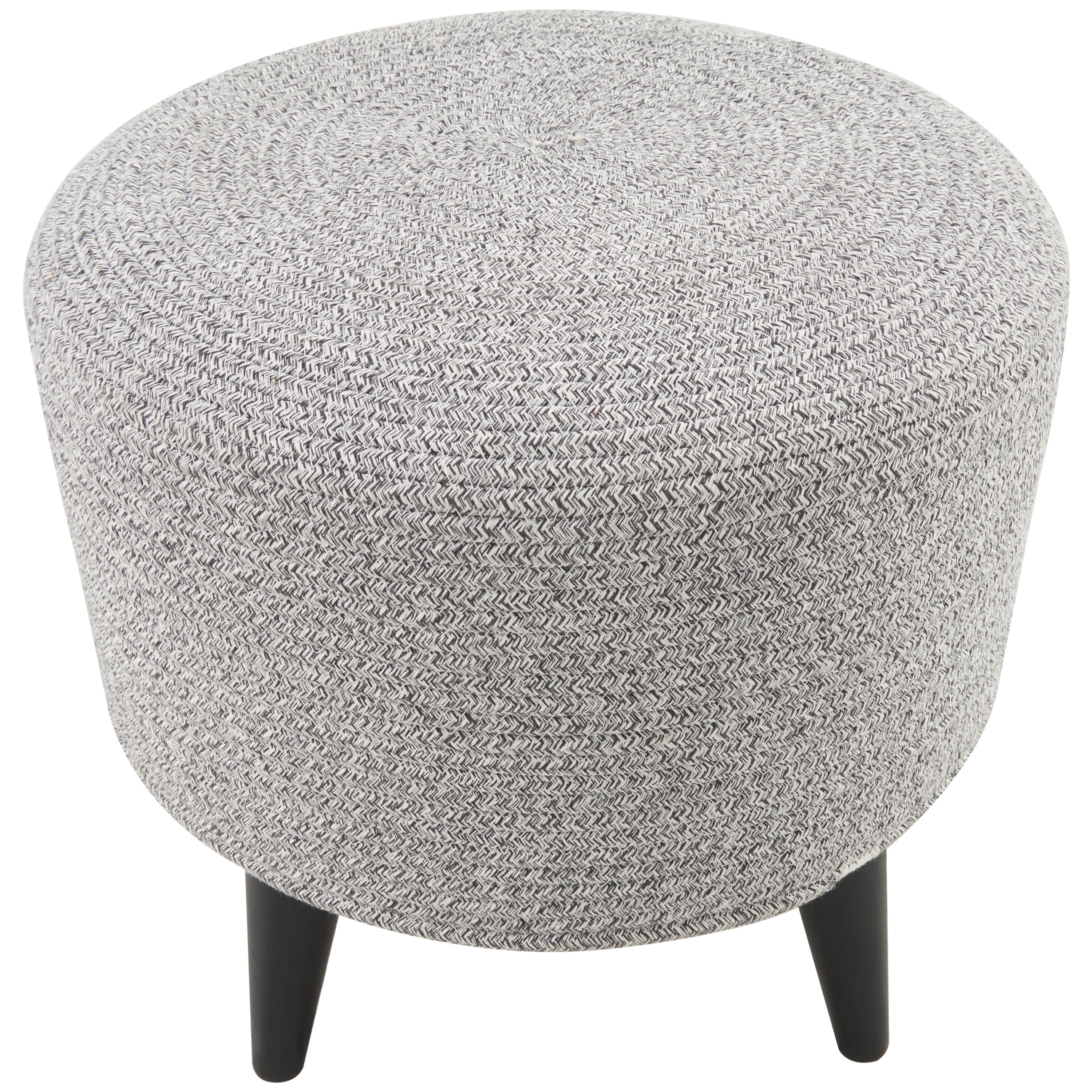 DecMode Polyester Chevron Textured Stool with Black Wooden Legs, Light Gray