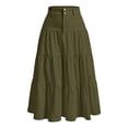 thumbnail image 2 of Karight Women's High Waisted Tiered Ruffle Maxi Skirt Casual A-Line Flowy Long Skirt with Button Closure, 2 of 6
