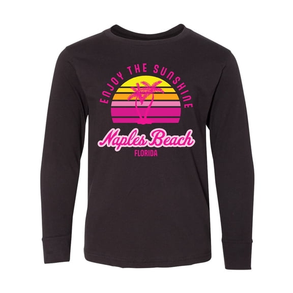 Inktastic Summer Enjoy the Sunshine Naples Beach Florida in Pink Long Sleeve Youth T-Shirt