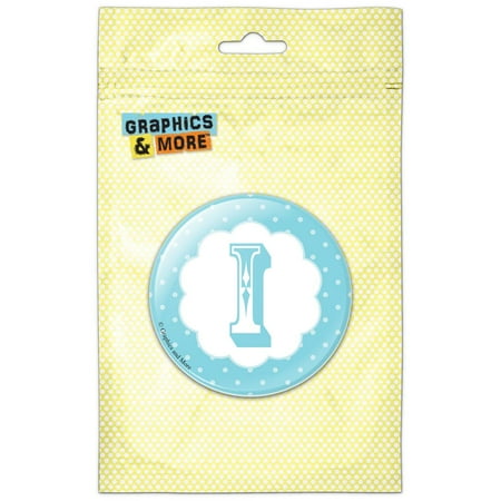 

Letter I Initial Flower Blue Refrigerator Button Magnet