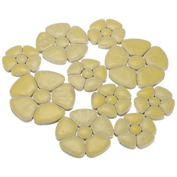 Uxcell 250g/0.55 lbs Flower Ceramics Mosaic Tiles, 3.5 - 6 cm Bulk Stained Pieces, Beige