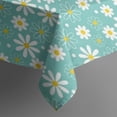 thumbnail image 5 of Turquoise Daisy Flower Yellow Centers Pattern Square Tablecloth,Waterproof Square Table Cover,Wipeable Spillproof Washable Table Cover for Home Kitchen Party Decor 42"X42"(107x107cm), 5 of 6