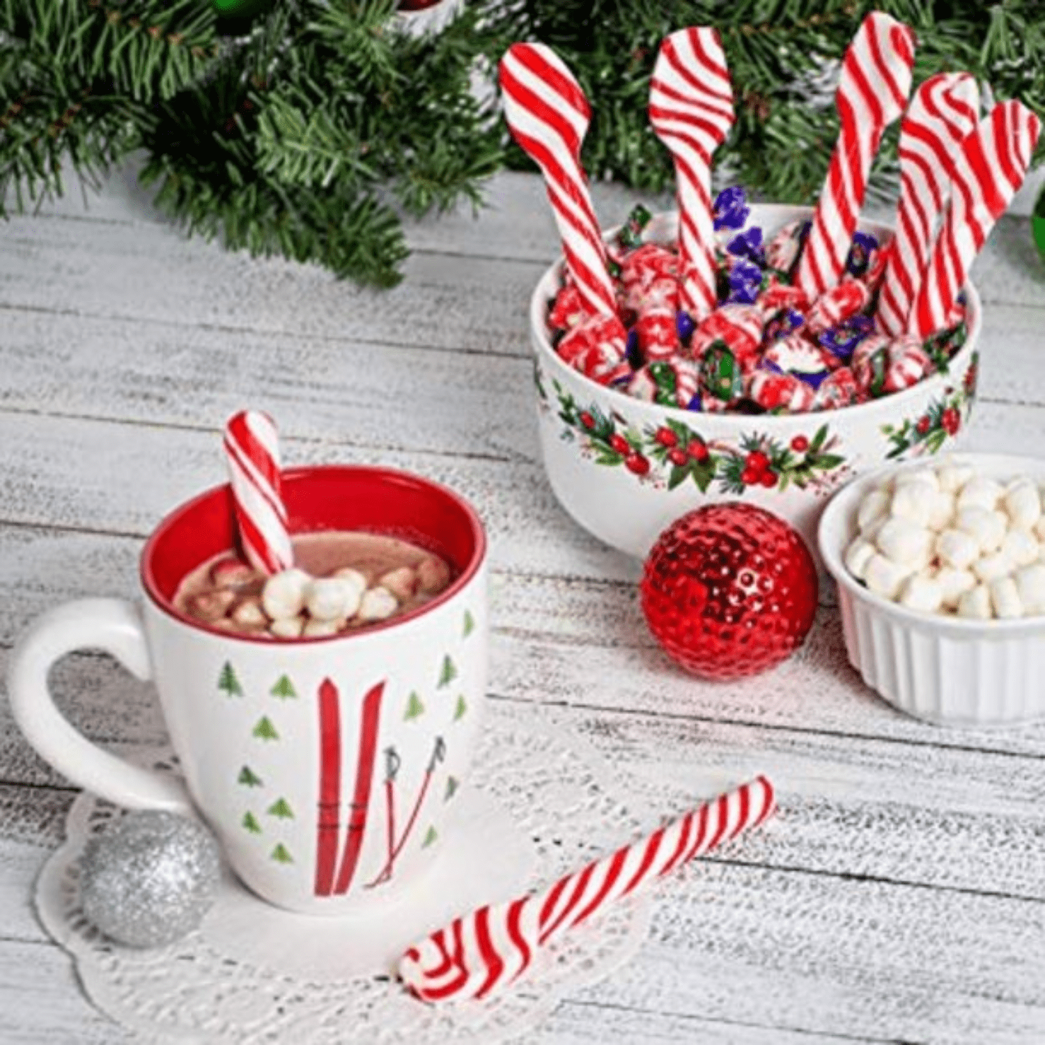 Candy Cane Edible Spoons Peppermint Flavored Candy Hard Candies for Hot Chocolate or Coffee, Sweet Table Decor Christmas Holiday Stocking Stuffer & Party Favors 6-ct. Packs Set of 6 (36 Spoons Total)