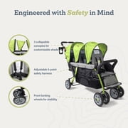 Foundations Compass Trio Triple Stroller, 3-Seat Tandem with Canopies and Reclining Seats, Red