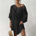 thumbnail image 5 of zaveiop Womens Swimsuits Cover ups Crochet Chiffon Beach Cover Bathing Suit Bikini Wear Coverups Dress (Black, One Size), 5 of 7