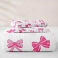 thumbnail image 5 of Manfei Pink Girly Bowknot Quilt King For Kids,Cartoon Ribbon Bow Tie King Coverlet Set,3-Piece, 5 of 7