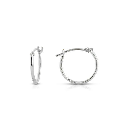14k Solid Cufflinks - Solid 14k White Gold 12mm French Lock Hoops