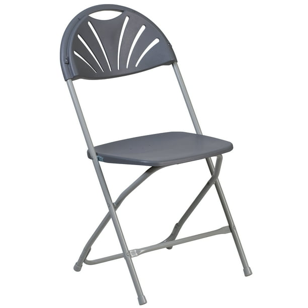 Black Plastic Fan Back Folding Chair, Hercules Series 800 Lb Folding Chairs