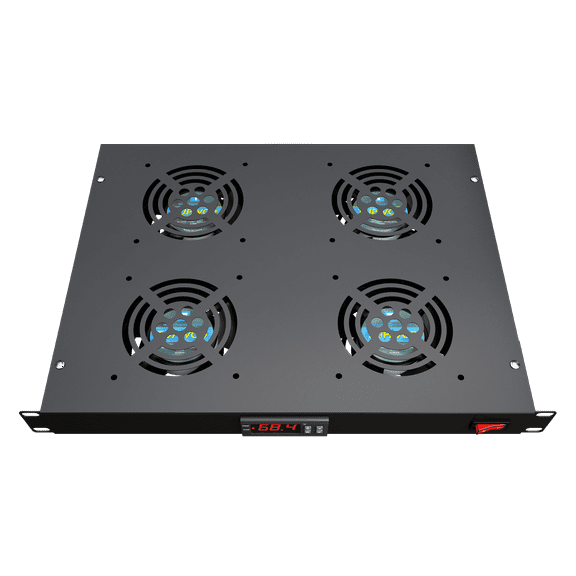 Tupavco 1U 19" Rack Mount Fan - 4 Fans Server Cooling System - Heat Monitor Display