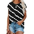 thumbnail image 2 of Pompotops Femmes Mode Décontractée Impression Col Rond Manches Courtes T-shirt Pull-Overs, 2 of 7