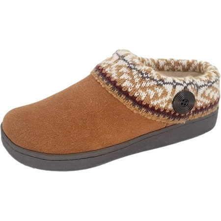 

Clarks Women’s Suede Leather Knitted Collar Slipper (7 M US Fair Isle Brown)