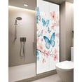 thumbnail image 2 of Window Privacy Film Blue Butterfly Stained Glass Window Film Decorative Sun Block Window Cover Watercolor Spring Natural Flowers Window Clings Static Adhesive Sticker for Bathroom 29.5"x78.7", 2 of 7