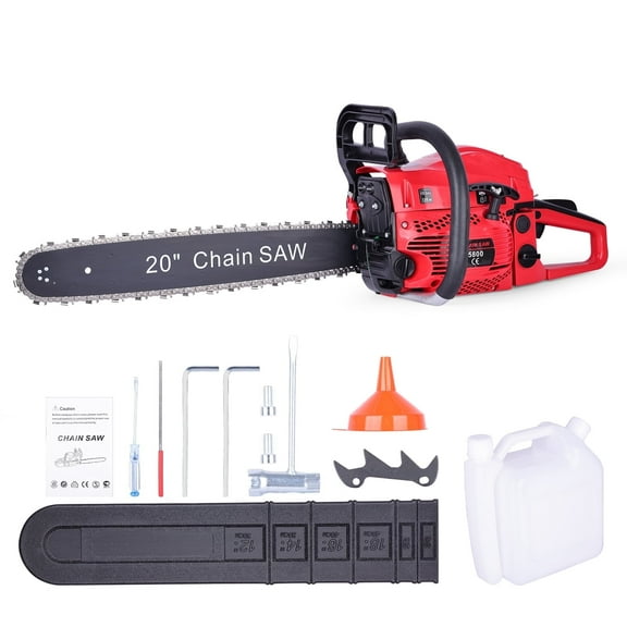 Two-Stroke 58CC Chain Saw, 20 Inches, 2200W, Chain Saw Set, Complete Accessories Ready For Use, Two-Hole Heat Dissipation, Soft Leather Handle, Safety Brake, Efficient Felling Saw