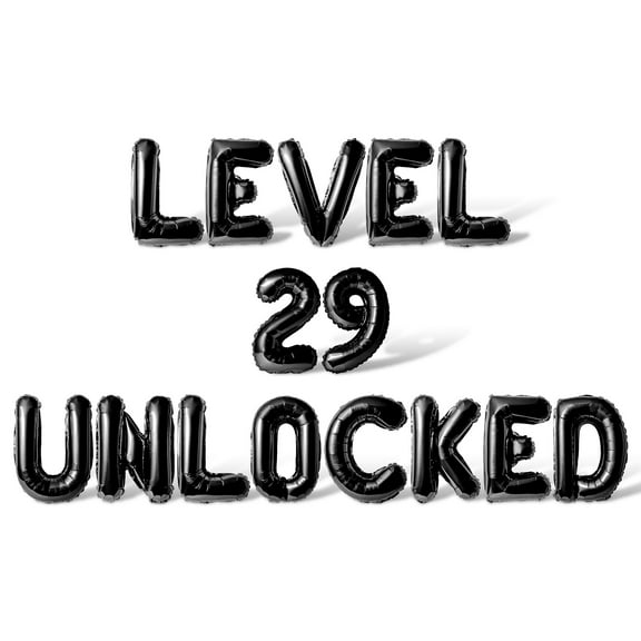 Letter Balloons - LEVEL 29 UNLOCKED 16" Inch Alphabet Letters Foil Mylar Balloon 29th Birthday Party Banner (Black)
