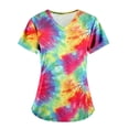 thumbnail image 3 of Womens Tees Short Sleeve V-Neck Basic Y2K Vacation T Shirts Oversized Tie Dye Print Summer Tops Fashion 2026, 3 of 3