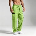 thumbnail image 5 of Men's Casual Trousers Men Straight Leg Multiple Pockets Pants for Daily Wear Green,S, 5 of 7
