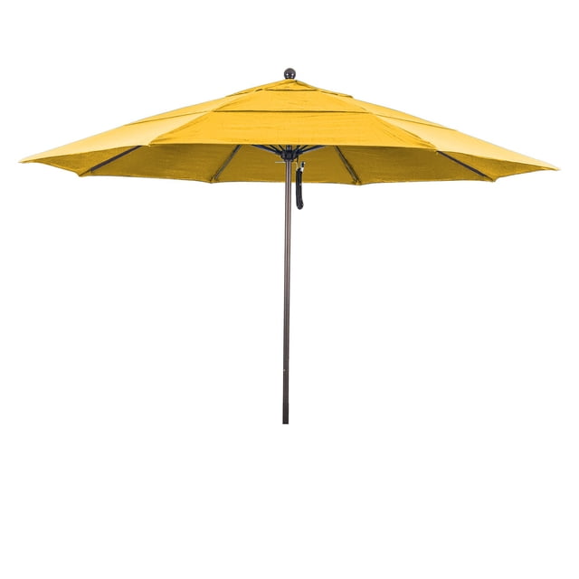 California Umbrella Venture 11' Bronze Market Umbrella in Yellow