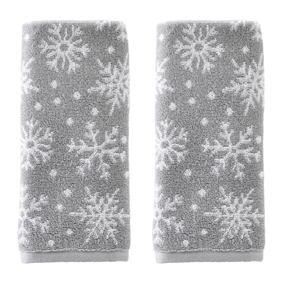 Juego de toallas de mano SKL Home Winter/Christmas Scattered Snowflakes Grey