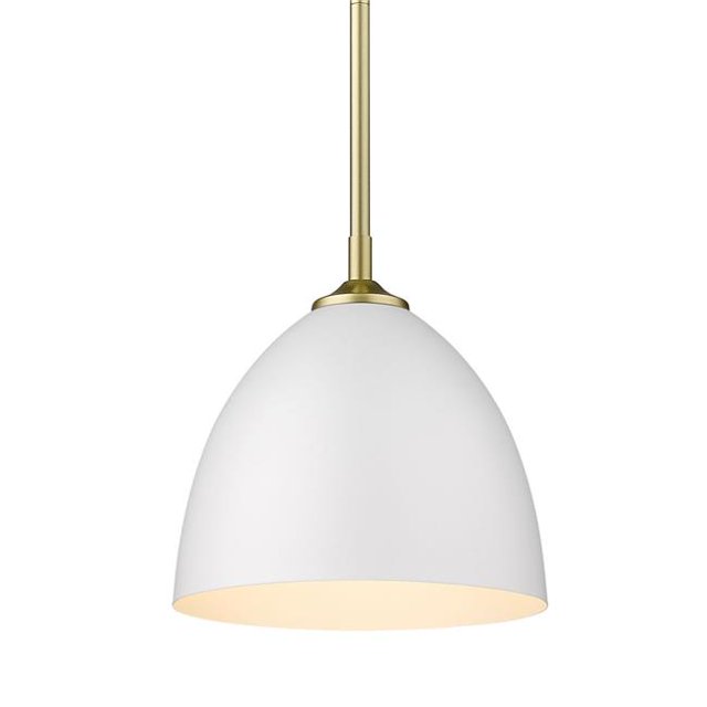 Golden Lighting 6956-S OG-WHT Zoey Small Pendant in Olympic Gold with Matte White Shade