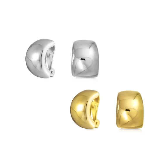 Bling Jewelry Womens Classic Plain Shrimp Style Clip On Earrings Silver Gold Plated