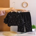 thumbnail image 2 of Juorvia Toddler Girl Outfits 2pc Sweatsuit Flowers Loose Fitted Crew Neck Tops Wide Leg Pants with Pockets(3-4Years,Black), 2 of 5
