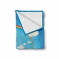 thumbnail image 2 of Grass Soft Flannel Fleece Throw Blanket, Rainbow and Lonely Tree Illustration on Hills Cartoon Composition Summer Pattern, Cozy Plush for Indoor and Outdoor Use, 60" x 80", Multicolor, by Ambesonne, 2 of 6