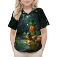 thumbnail image 1 of Blusa y camisa de manga corta con cuello vuelto, moderna e informal, con estampado del Día de San Patricio, con bolsillo, para uniforme escolar, para niños y niñas de 2 a 15 años., 1 of 7
