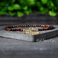 thumbnail image 4 of Tigers Eye 3mm Round Shape Smooth Cut Beads 7 inch Adjustable Gold Plated Clasp Bracelet for men, women, unisex. Link Chain Stacking Bracelet.|LINK_06433, 4 of 5