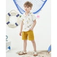 thumbnail image 4 of CARETOO Toddler Boy Clothes Casual Outfits Summer Beach Button Down Shirt Shorts Cotton Fabric Set, 4 of 13