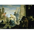 thumbnail image 2 of Bourdon, Sebastien 32x24 White Modern Wood Framed Museum Art Print Titled - The Meeting of Antony and Cleopatra, 2 of 4
