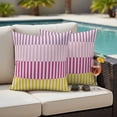 thumbnail image 4 of Colorful Stripe Outdoor Waterproof Pillow Covers, Modern Pink Purple Yellow Vertical Striped Decorative Square Throw Pillowcase Sofa Cushion Sham for Patio/Couch/Chair, 16"x16" 2 Pack, 4 of 8
