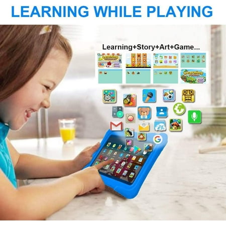 pritom 7 inch kids tablet quad core android 10 16gb storage wifi bluetooth dual camera educationl games parental